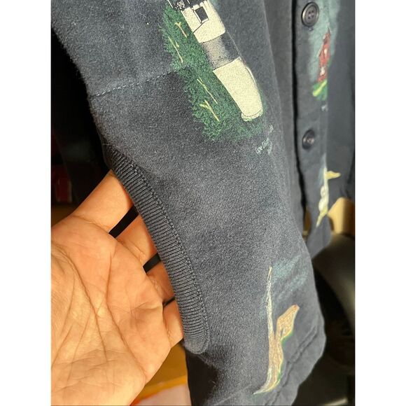 Vintage 90s Art Unlimited Lighthouse Of America Cardigan - Picture 2 of 6